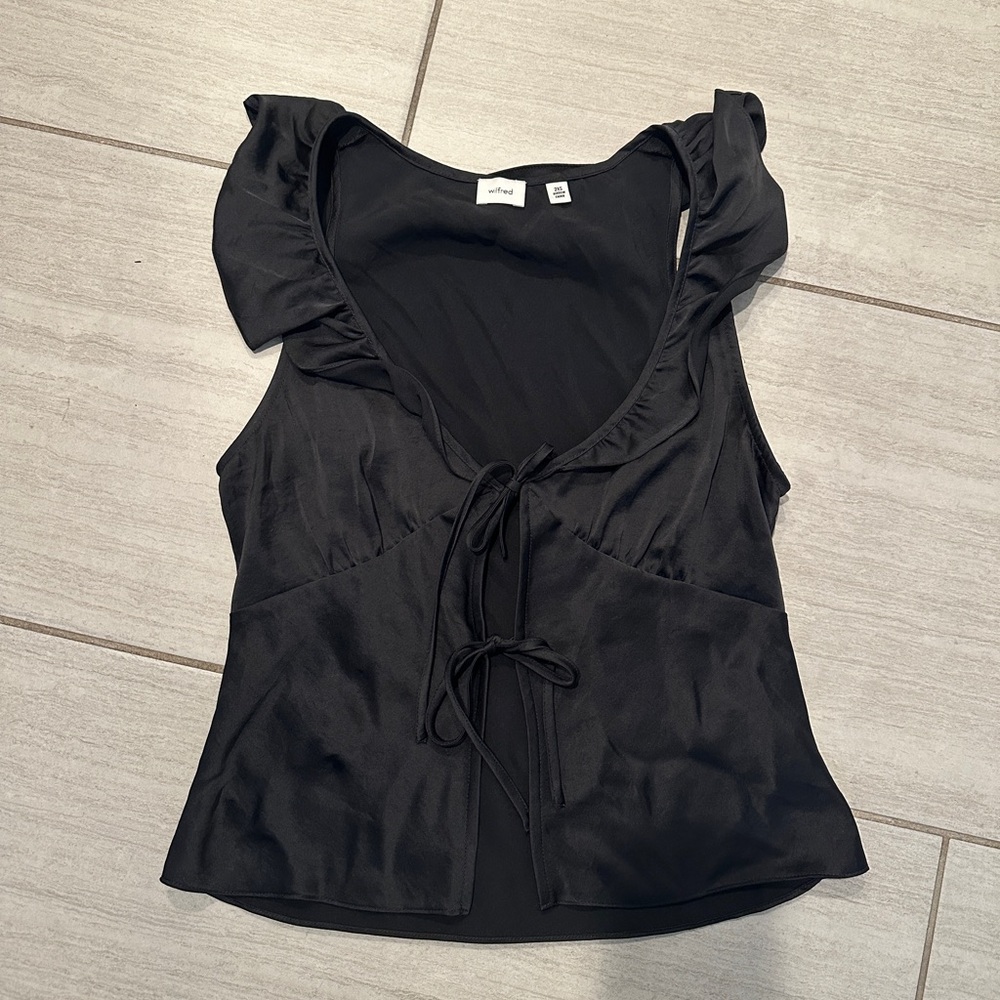 Wilfred Black Ruffle Tie-Front Blouse